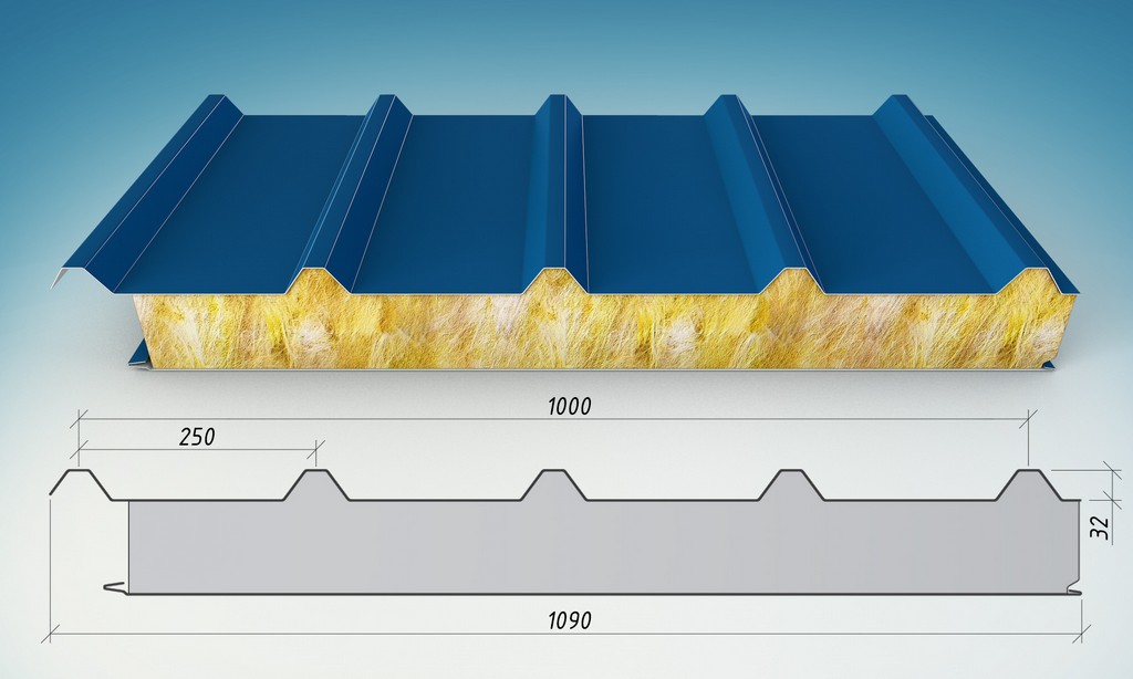 Кровельные сэндвич-панели из минеральной ваты